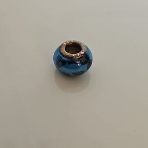 Murano Glass Bead 925 Blue/ Black